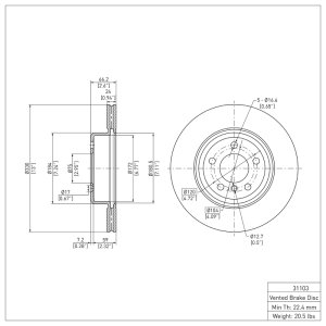 BMW 528I xDrive Brake Rotor (1) - Front - R1 Concepts - Plain - `11-`16